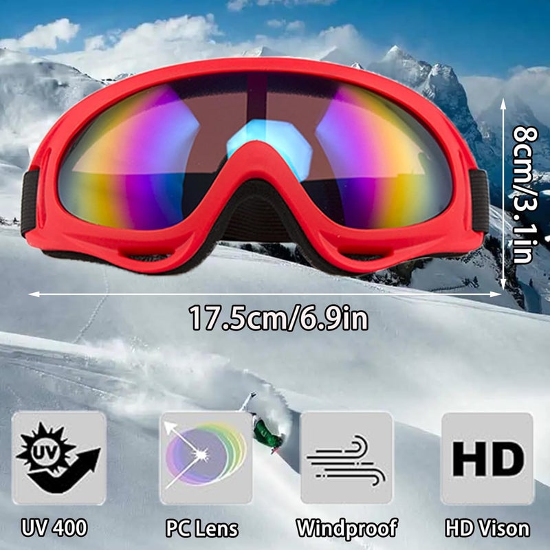 XILEDUO Ski Goggles Snowboard Goggles for Men Women Kids Winter Snow Windproof Sports Sunglasses Motorcycle ATV Glasses for Youth Adult Teens, UV Protection Foam Anti-Scratch Dustproof (Red) - Image 2